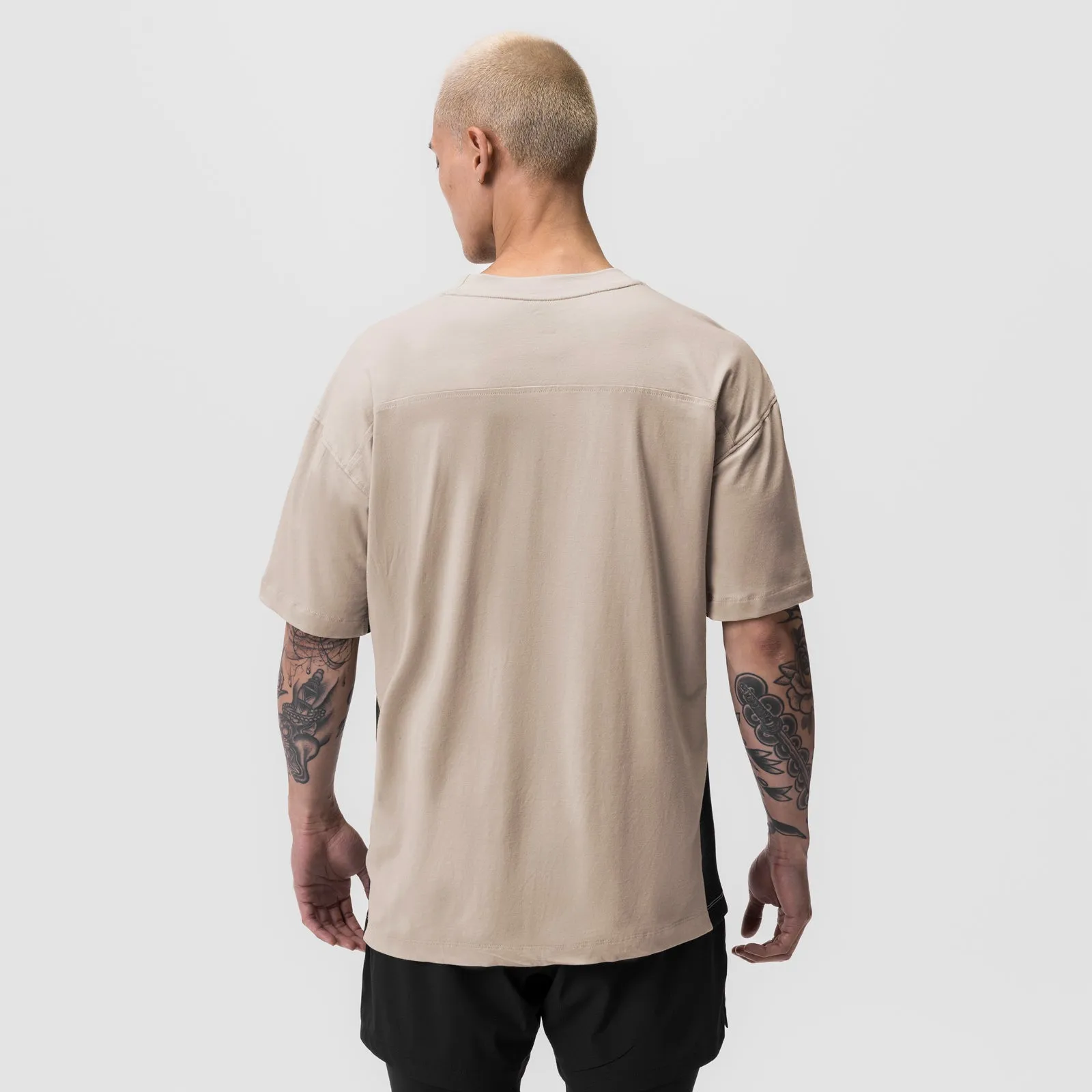 0779. Supima® Mesh Panel Oversized Tee - Beige