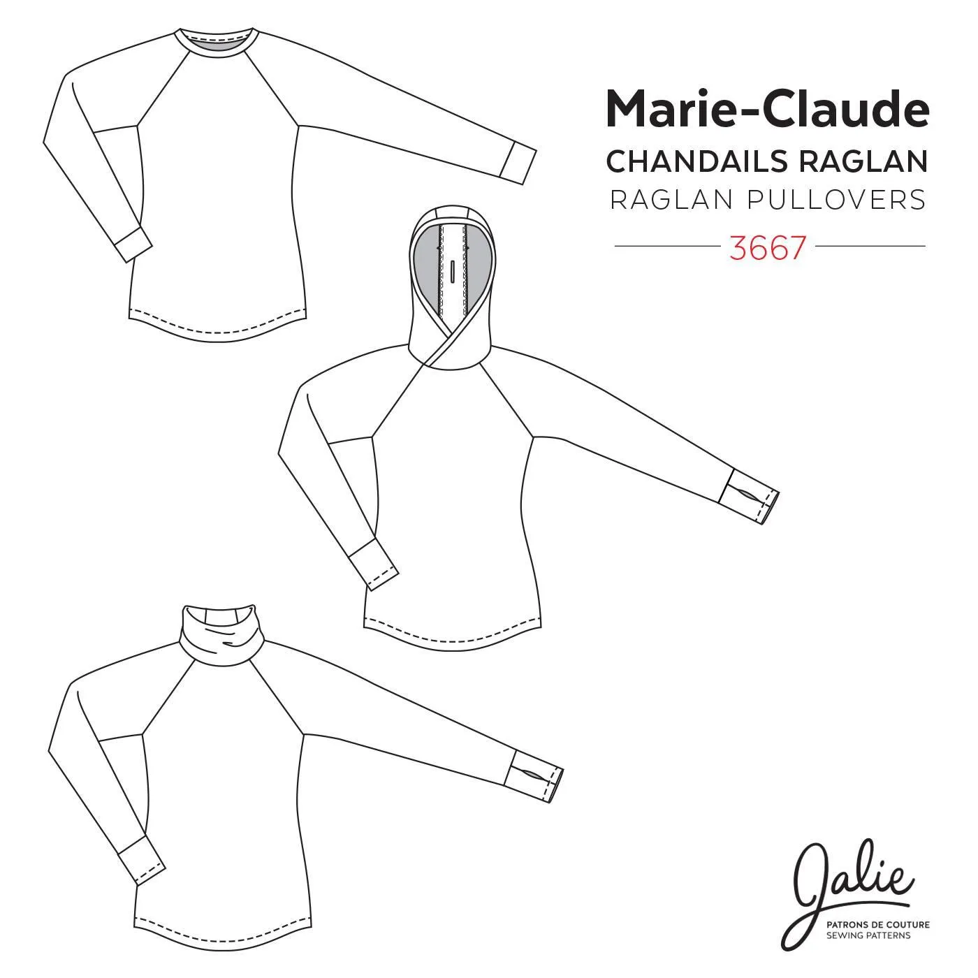 3667 // MARIE-CLAUDE Raglan Pullovers