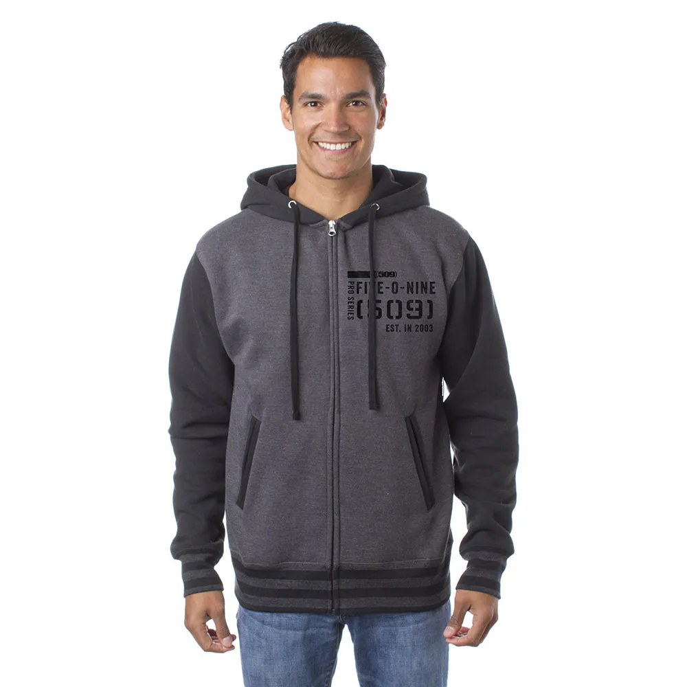 509  Varsity Zip-Up Snowmobile Snocross Motocross Zip Hoodie Hoody - Grey -