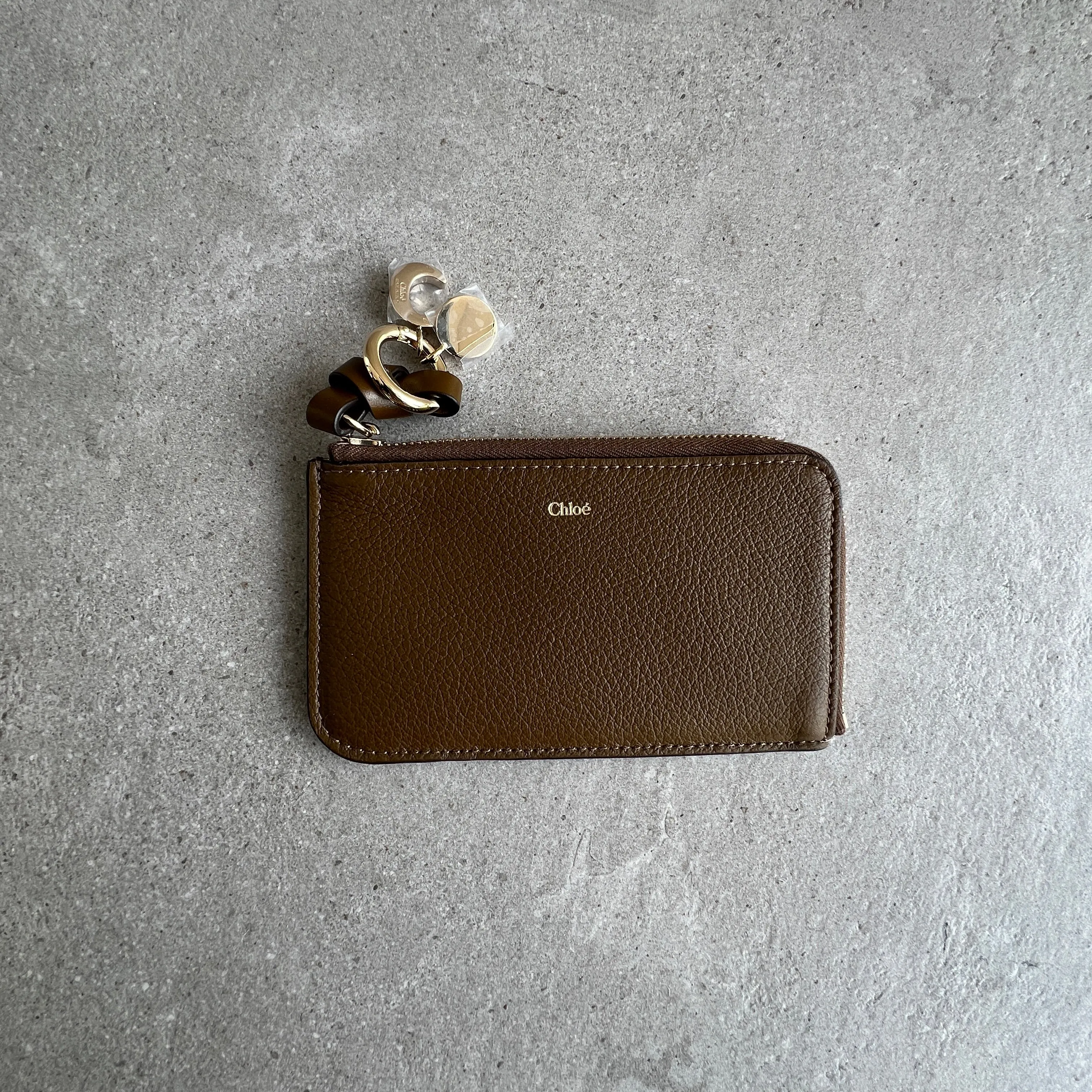 Alphabet Zip Card Holder, Dark Khaki