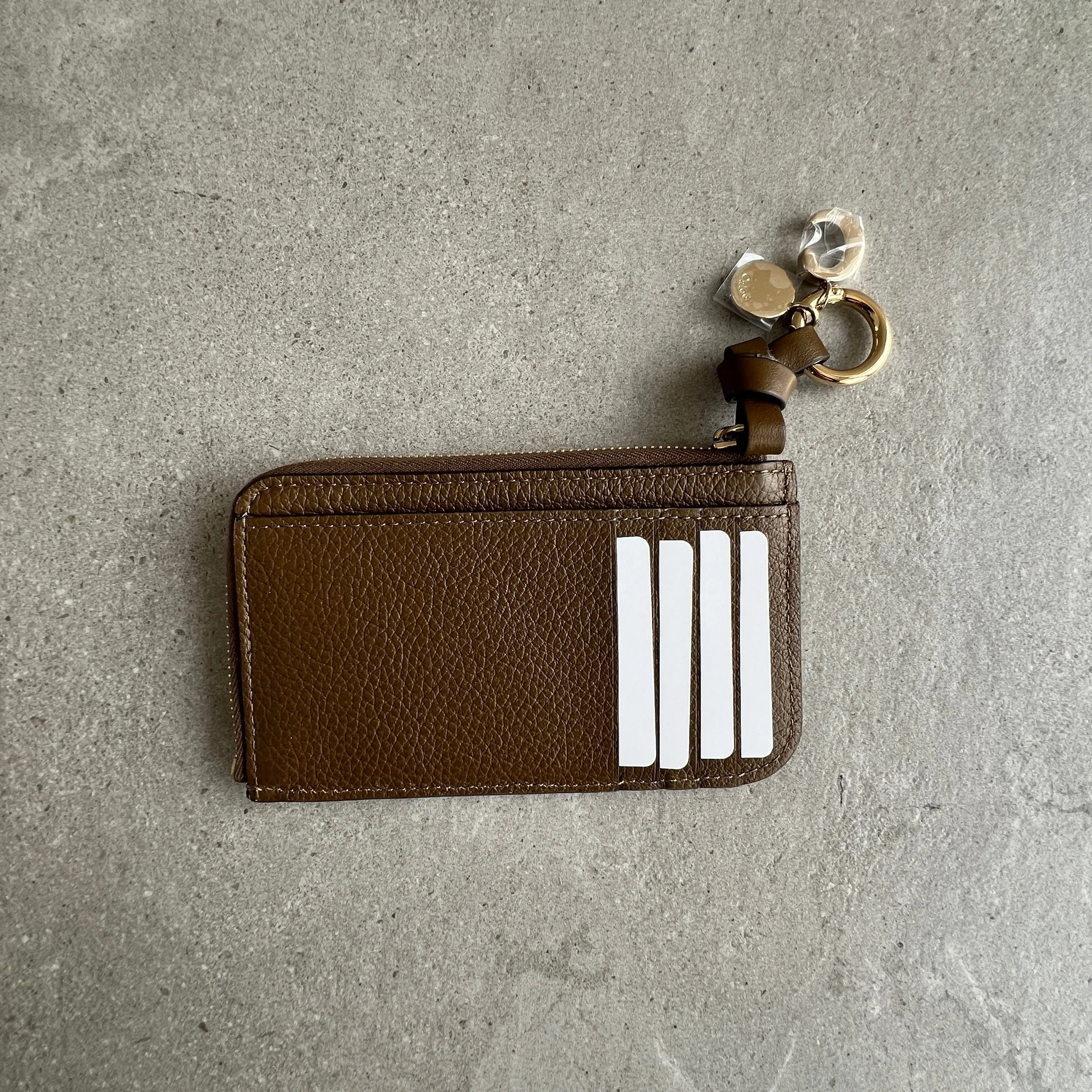 Alphabet Zip Card Holder, Dark Khaki