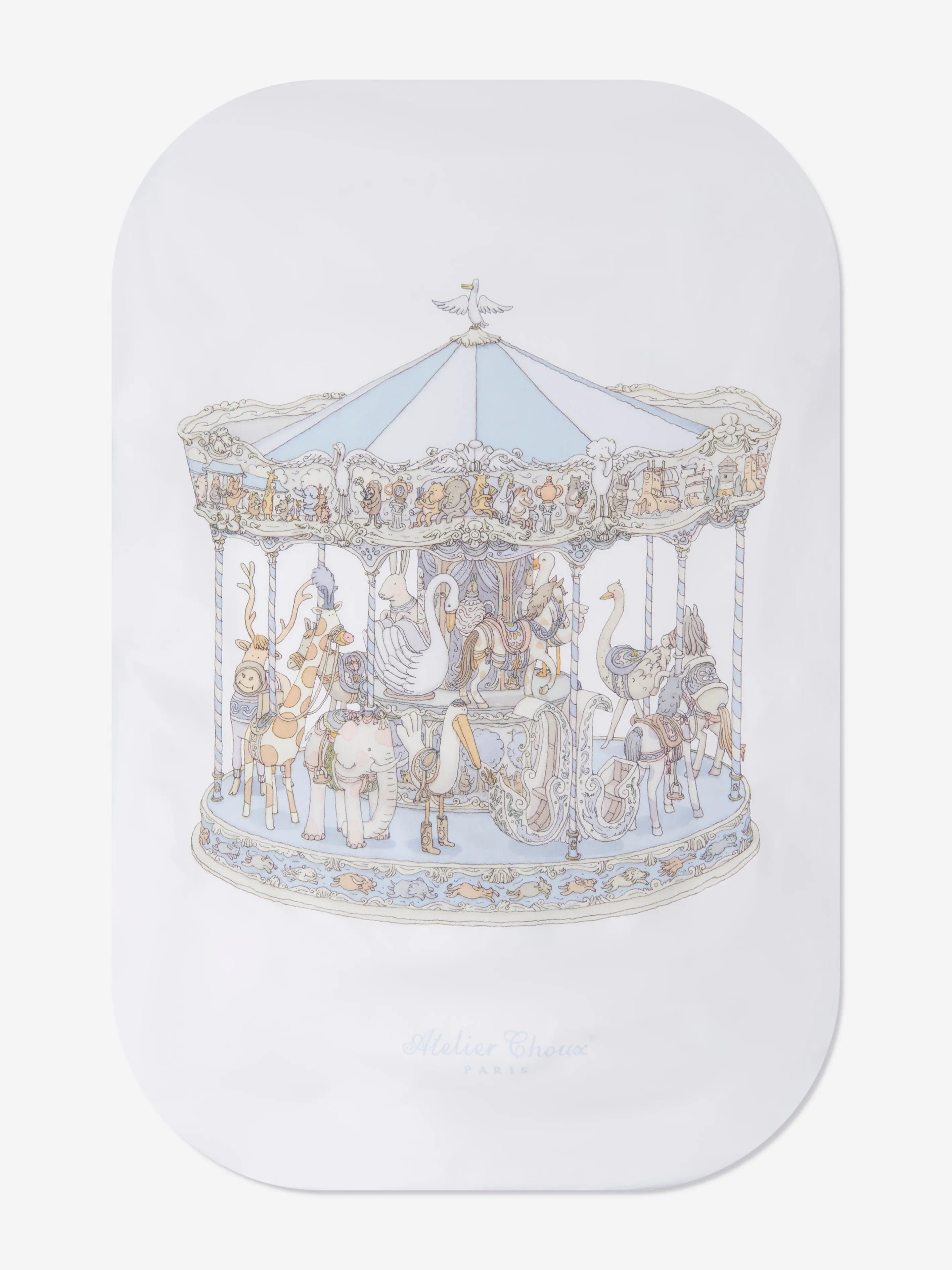 Atelier Choux Baby Boys Carousel Fitted Sheet in Blue (140cm)