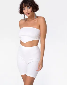 Bike Short in Mini Rib White