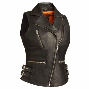 Black Leather "Goddess" Motorcycle Vest