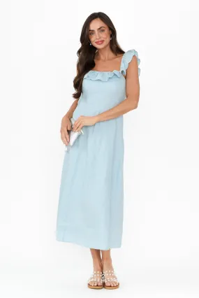 Bonifacio Blue Linen Blend Dress