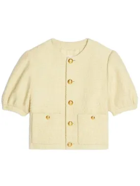 Boucle Tweed Cardigan Jacket Yellow