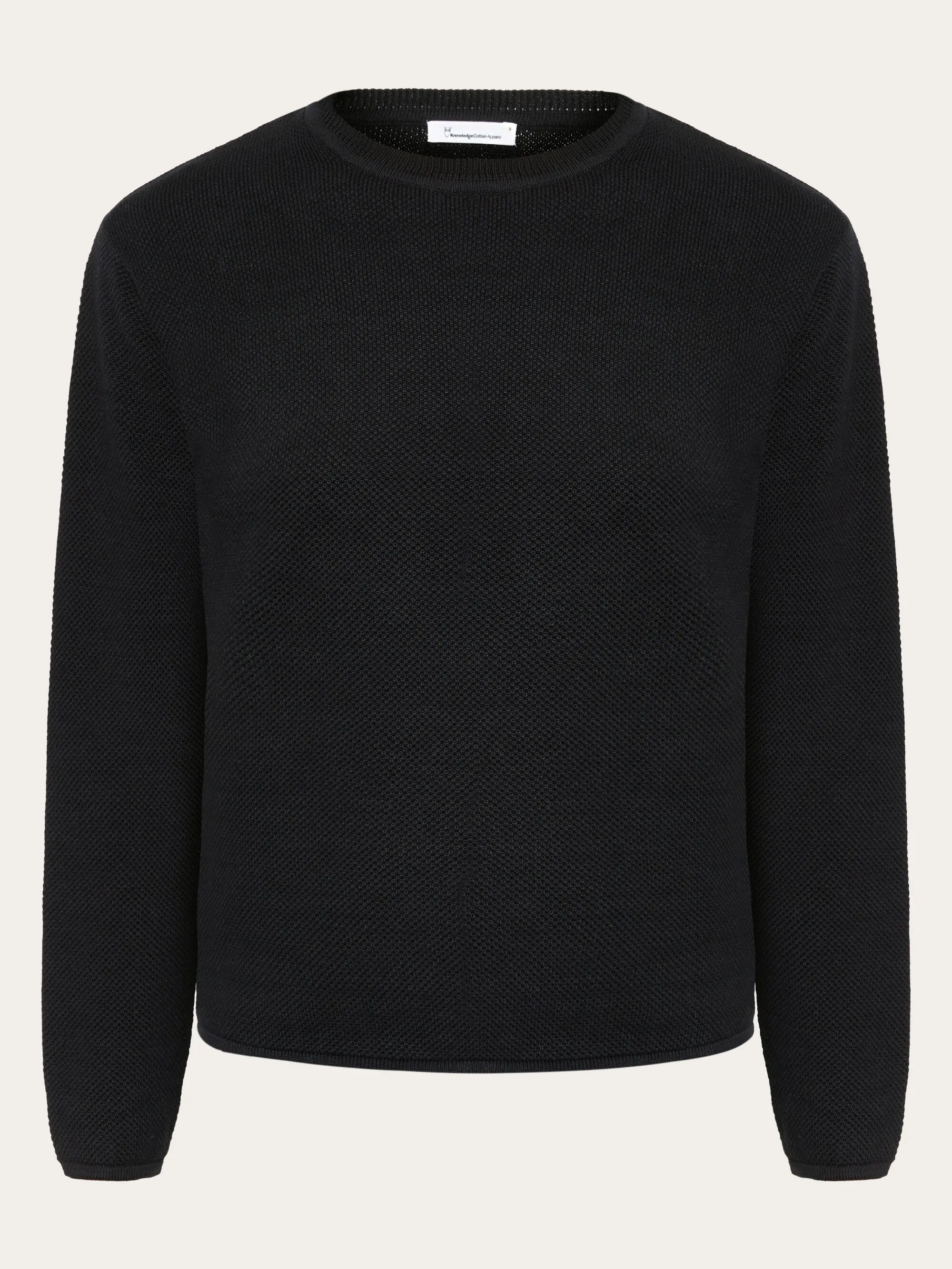 Cotton micro bubble crew neck knit - Regenerative Organic Certified® - GOTS/vegan - Black Jet