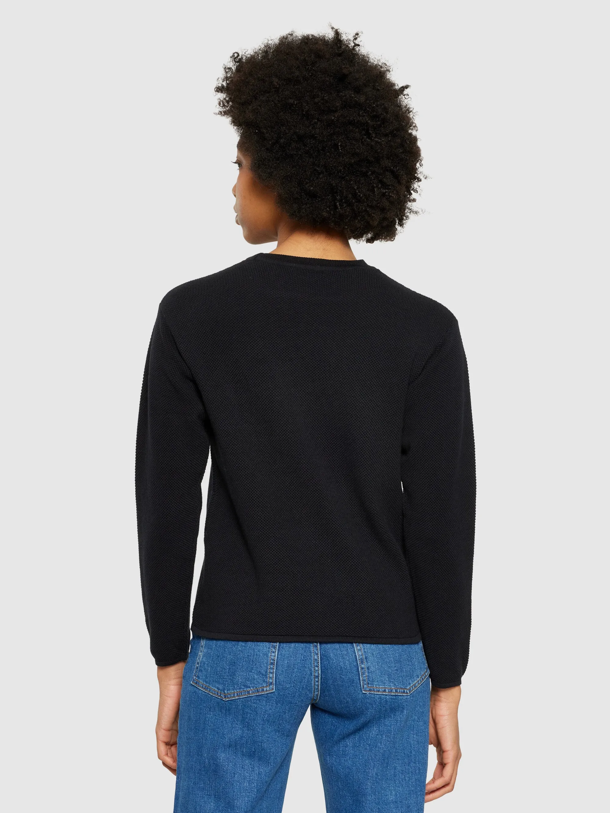 Cotton micro bubble crew neck knit - Regenerative Organic Certified® - GOTS/vegan - Black Jet