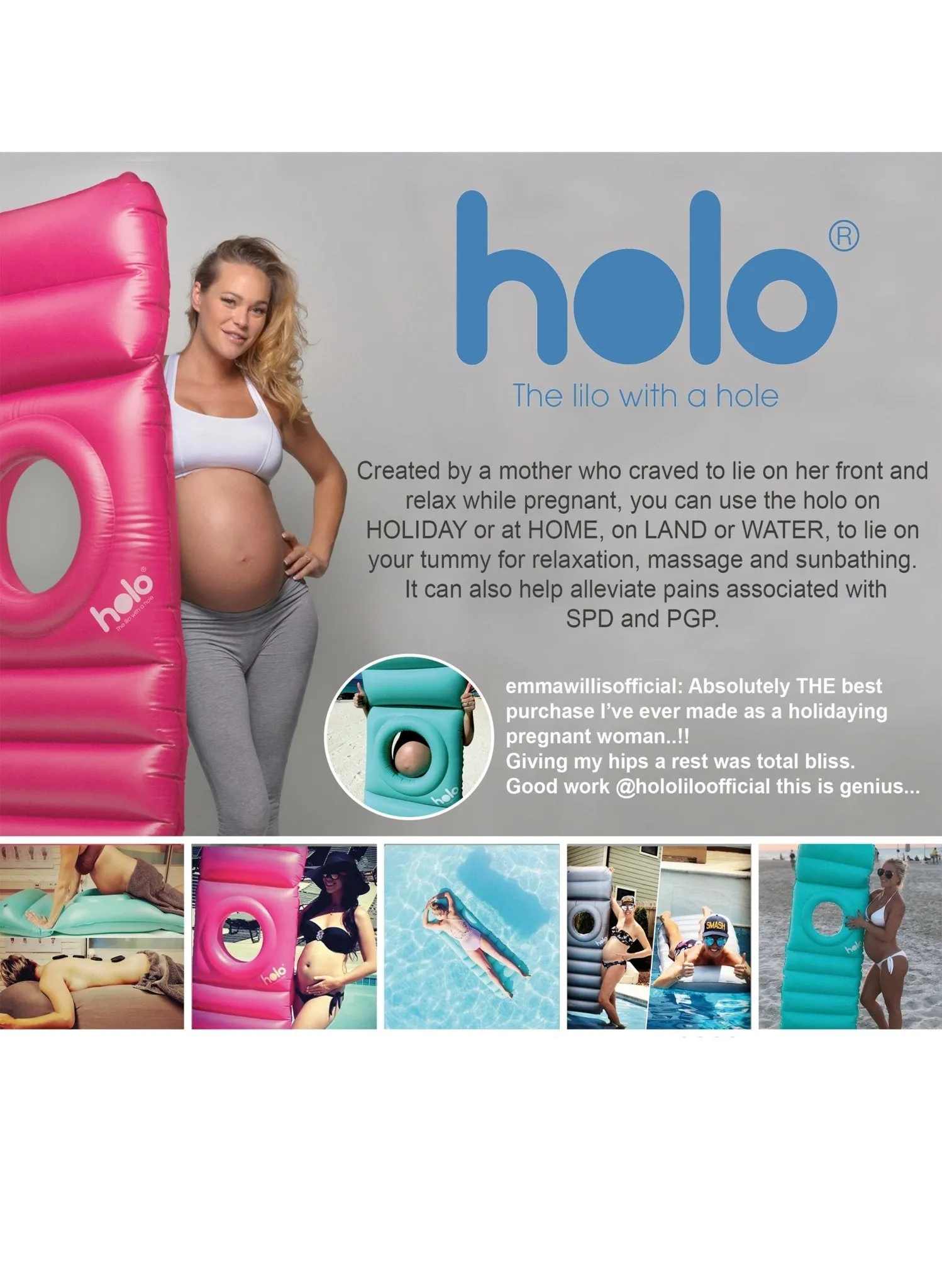 Holo Inflatable Lilo - Grey