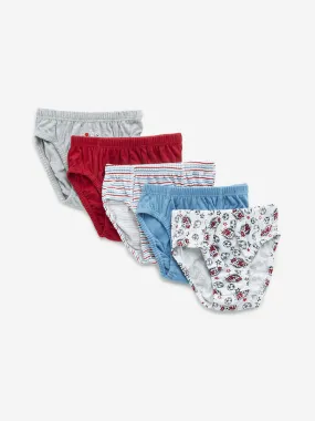 HOP Kids Multicolour Printed Cotton Briefs - Pack of 5