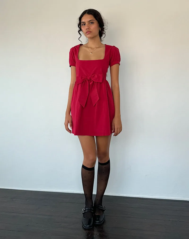 Leshiana Mini Dress in Poplin Adrenaline Red