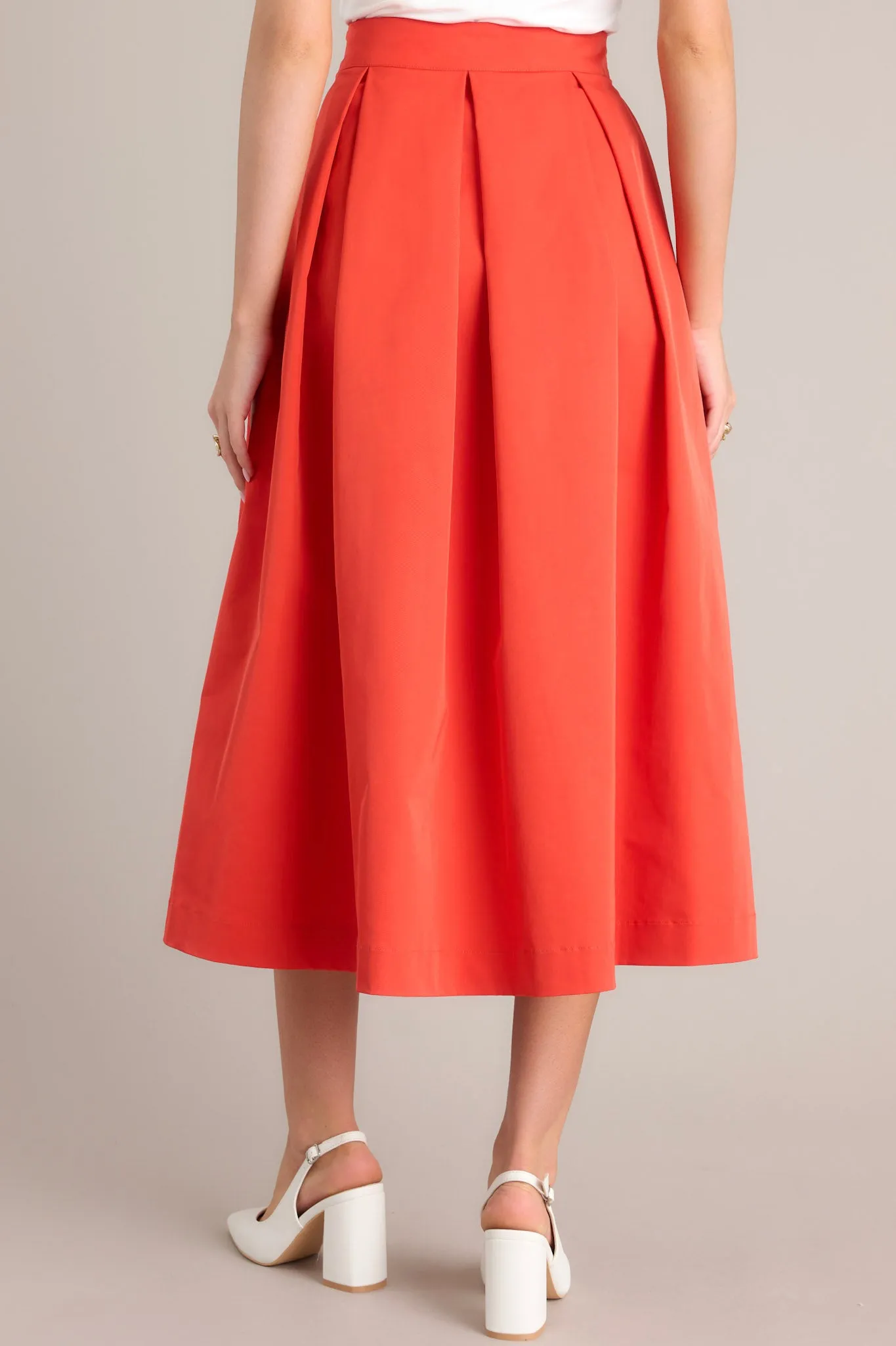 Memories in Focus Tomato Red Midi Skirt