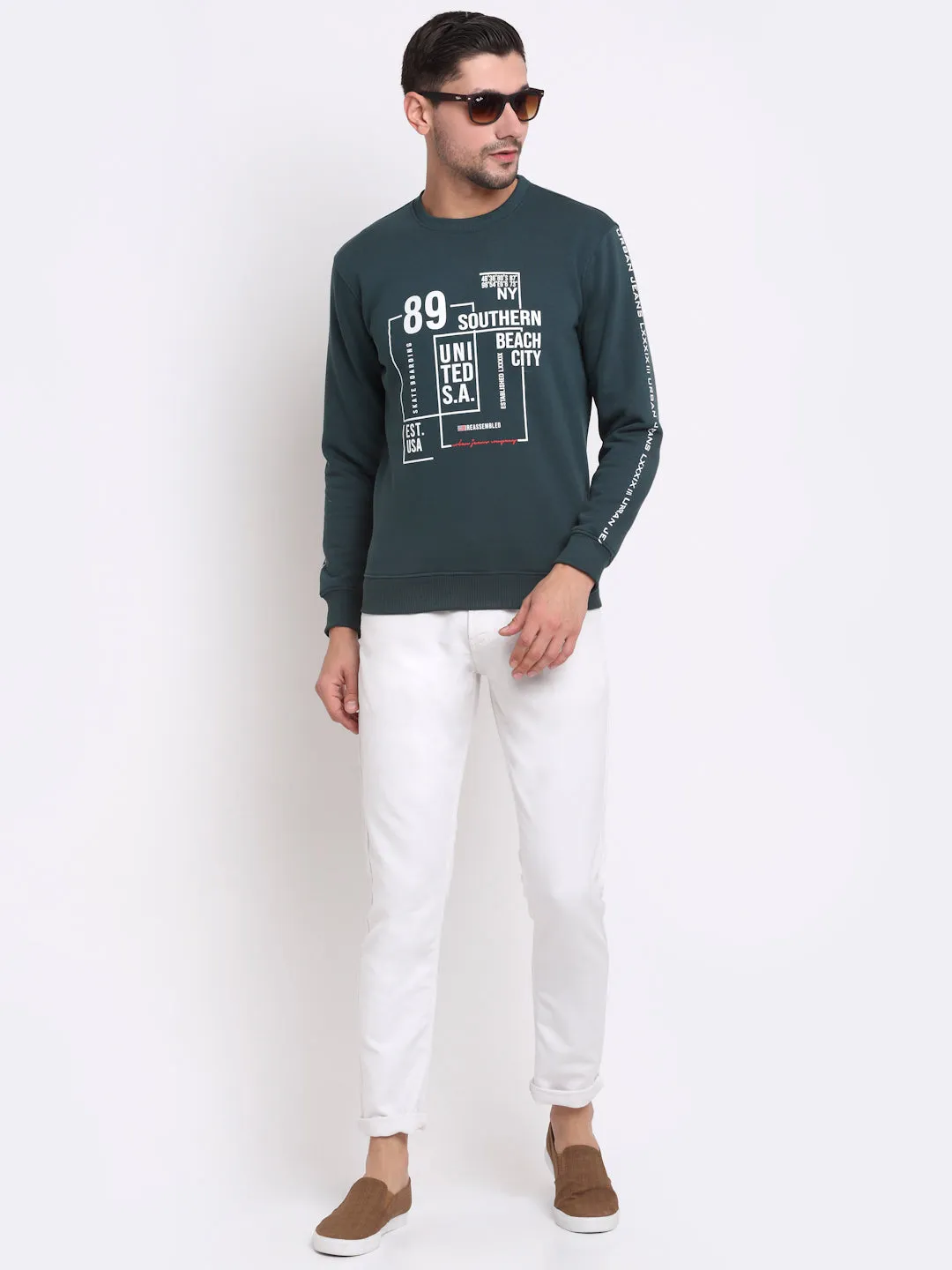 Men Green Printed Sweatshirt