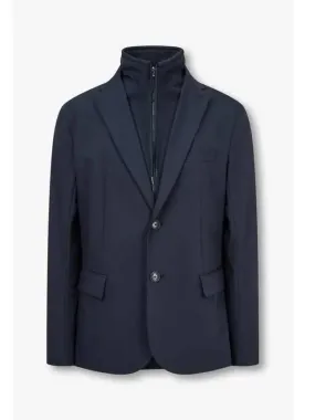 Men s string high neck single jacket navy