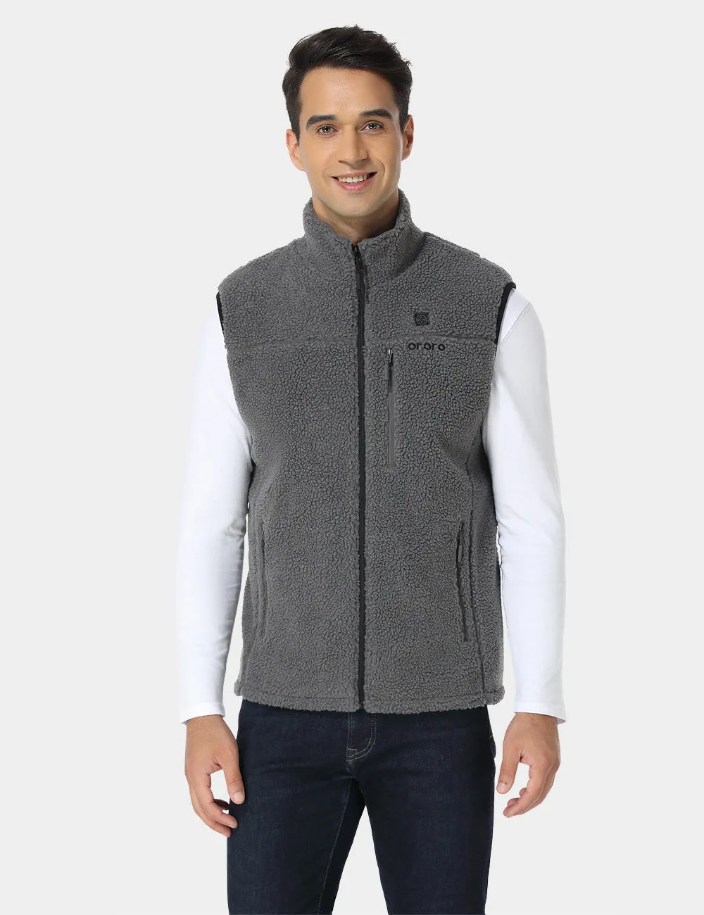 (Open-box) Men's Heated Recycled Fleece Vest - Gray (Battery Set Not Included)