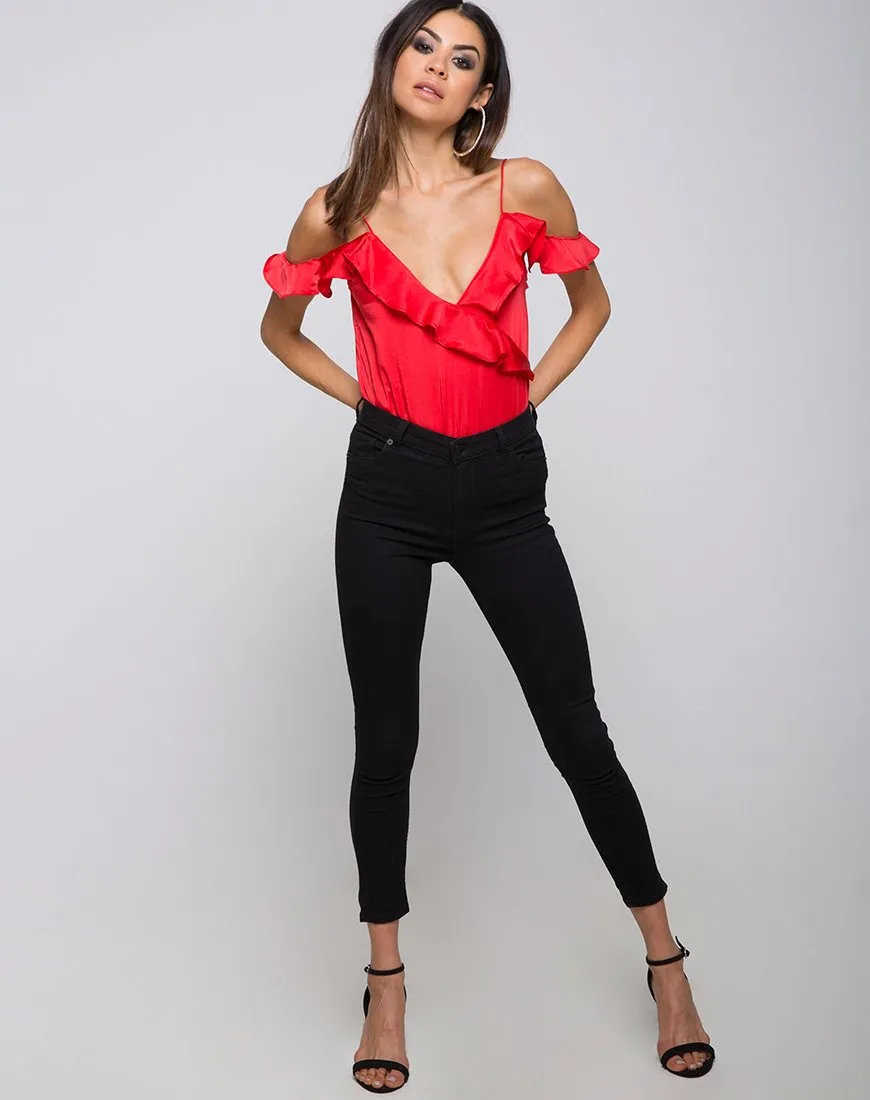 Reilly Cold Shoulder Bodice in Red