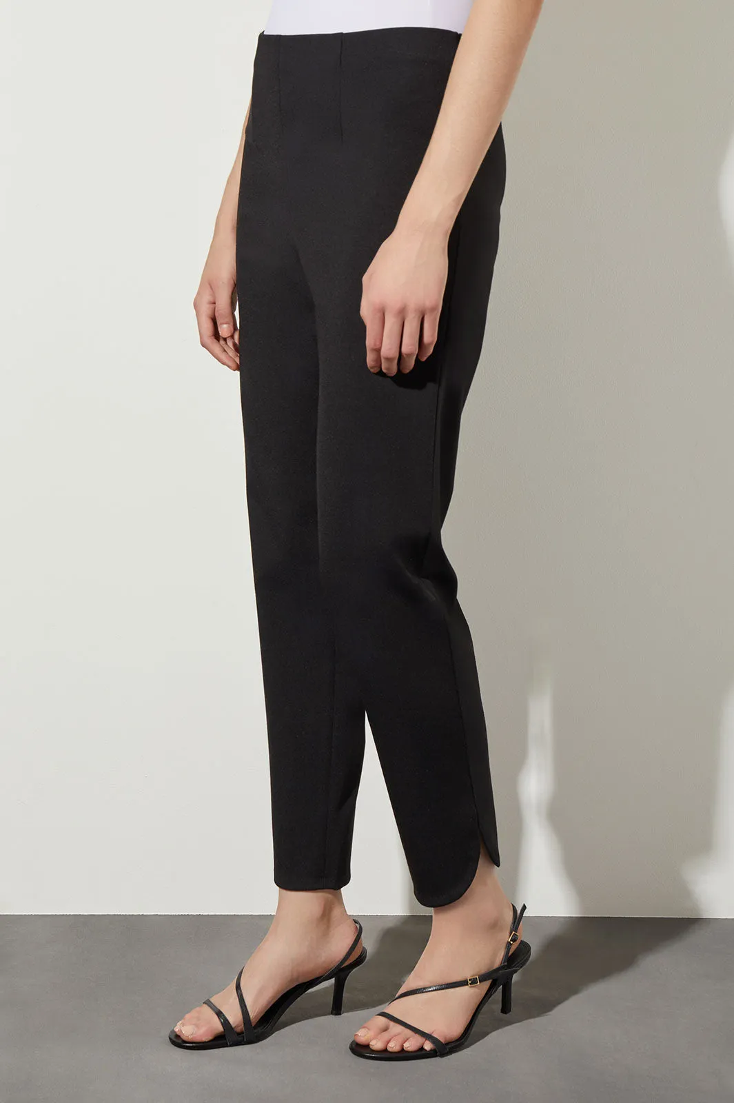 Stretch Ponte Straight-Leg Ankle Pants