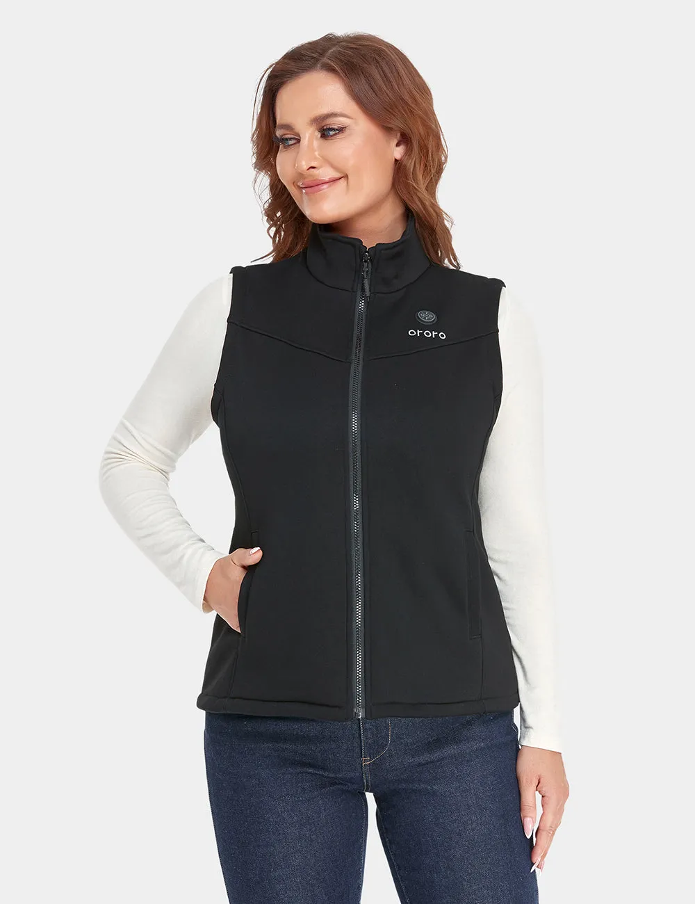 Women's Heated Fleece Vest - Black